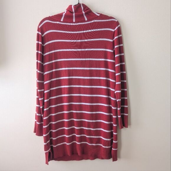 Christopher & Banks Cowl Neck Sweater Dress Long Sleeve Red White Striped Size M - Picture 3 of 6